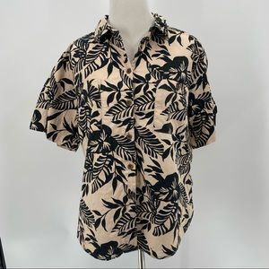 White Stag Floral Button Down